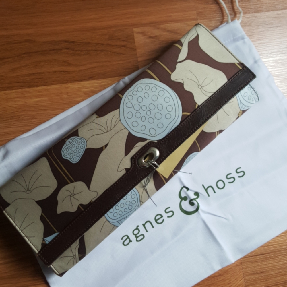 Agnes and Hoss Lotus clutch silk satin